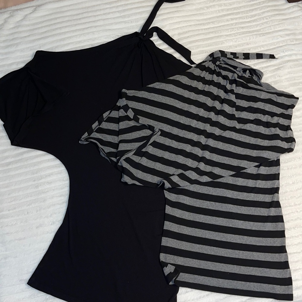 2 Arden B. Asymmetric Tied One Shoulder Tunics